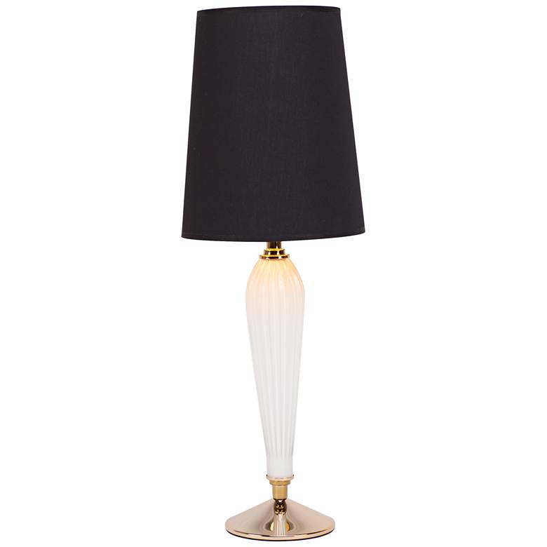 Image 1 Colette Milk Glass Table Lamp with Black and Gold Shade