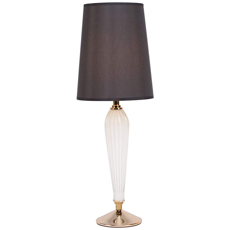 Image 1 Colette Milk Glass Table Lamp with Black Shade