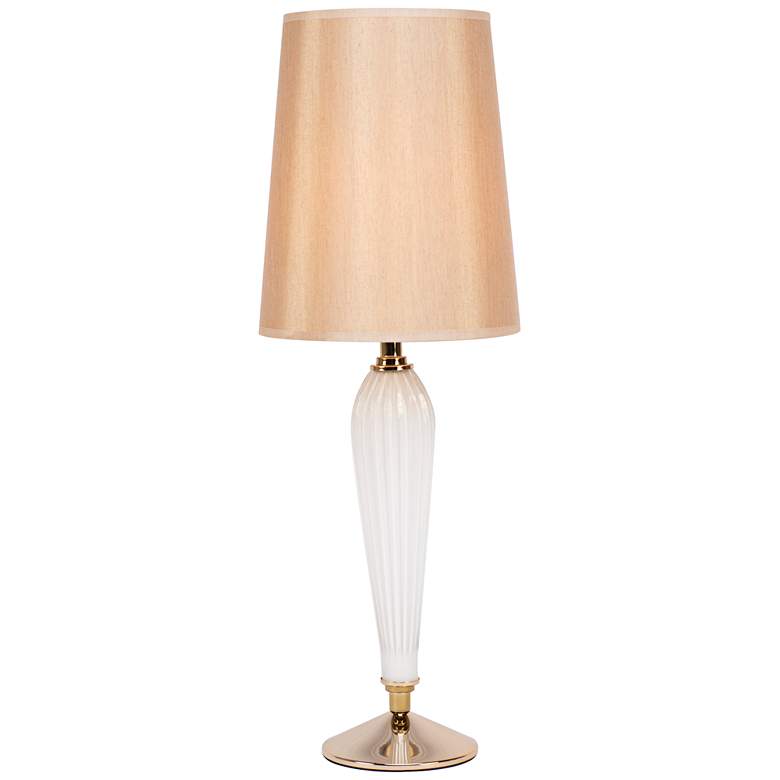 Image 1 Colette Milk Glass Table Lamp with Croissant Glow Shade