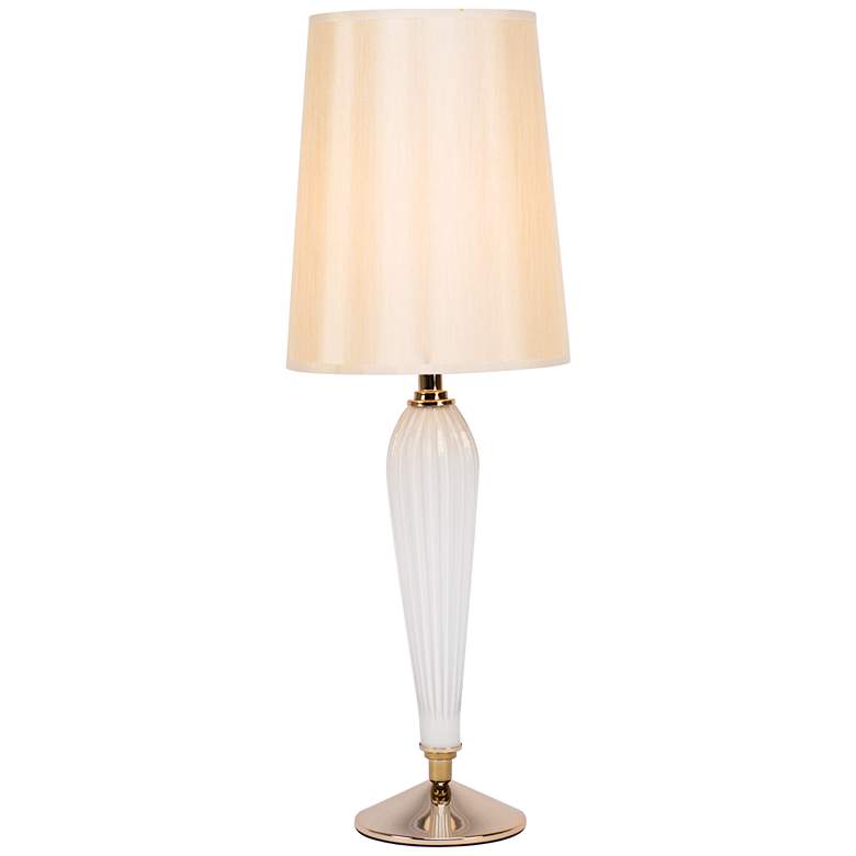 Image 1 Colette Milk Glass Table Lamp with Eggshell Silk Shade