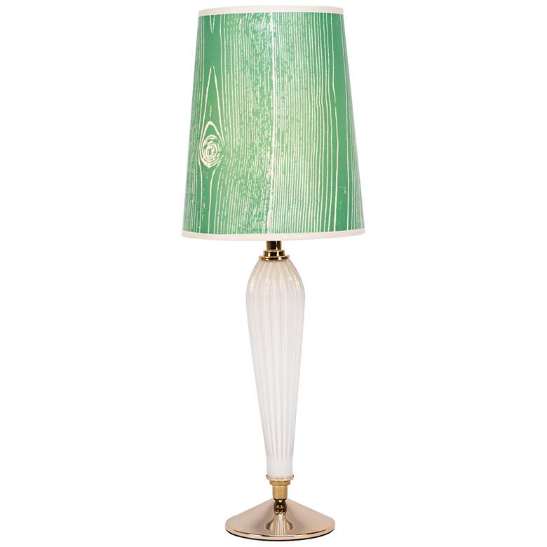 Image 1 Colette Milk Glass Table Lamp with Faux Bois Kelly Shade