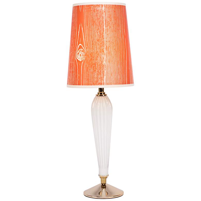Image 1 Colette Milk Glass Table Lamp with Faux Bois Paprika Shade