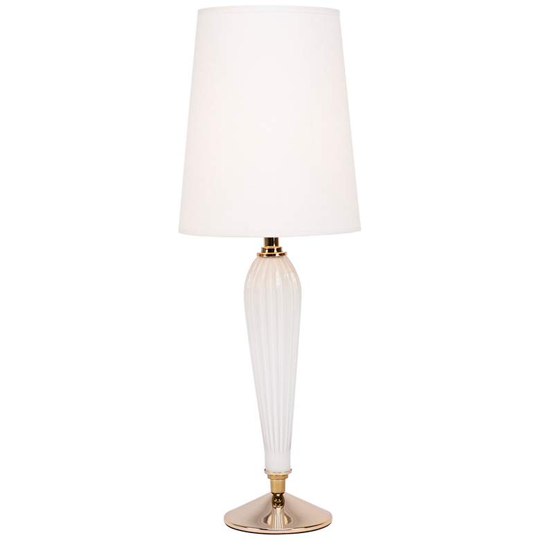 Image 1 Colette Milk Glass Table Lamp with Ivory Ipanema Shade