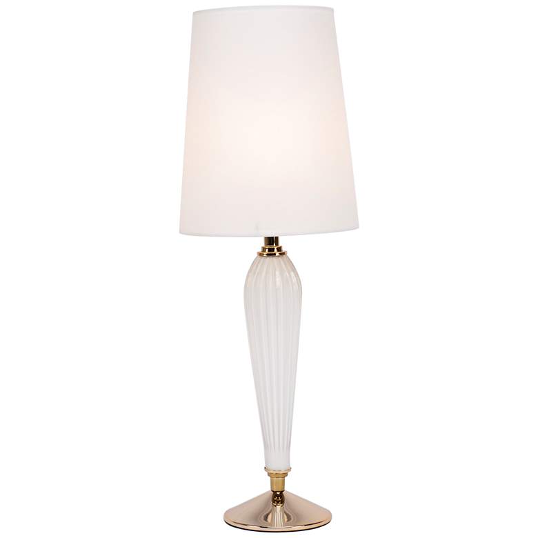Image 1 Colette Milk Glass Table Lamp with White Parchment Shade