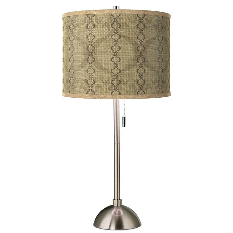 Image 1 Colette Pattern Giclee Glow Brushed Nickel Pull Chain Table Lamp