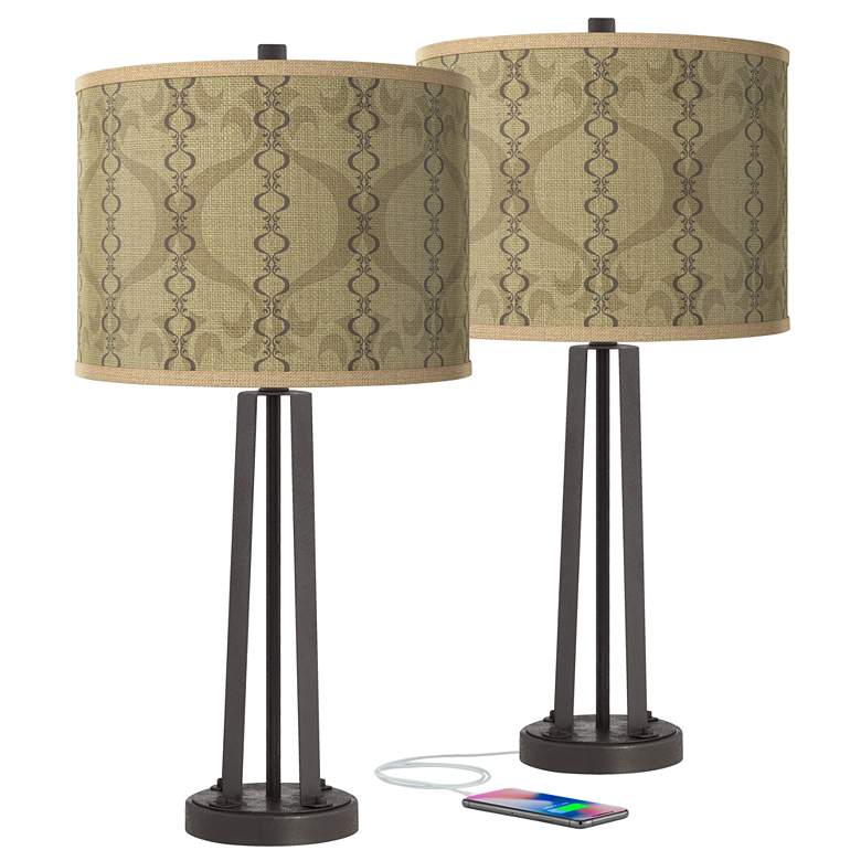 Colette Susan Dark Bronze USB Table Lamps Set of 2