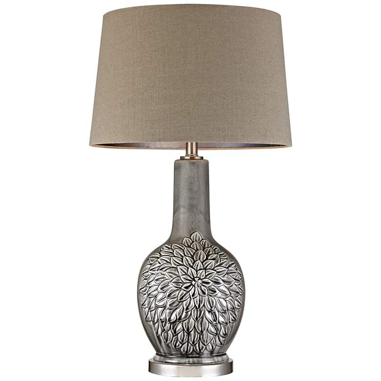 Image 1 Colgate Floral Gray Glaze Ceramic Table Lamp