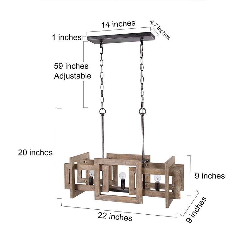 Image 5 Colin 22" Wide Natural Wood 3-Light Island Chandelier more views