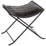 2_Collapsible Leather and Metal Stool, Charcoal