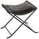 Collapsible Leather and Metal Stool, Charcoal