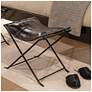 1_Collapsible Leather and Metal Stool, Charcoal