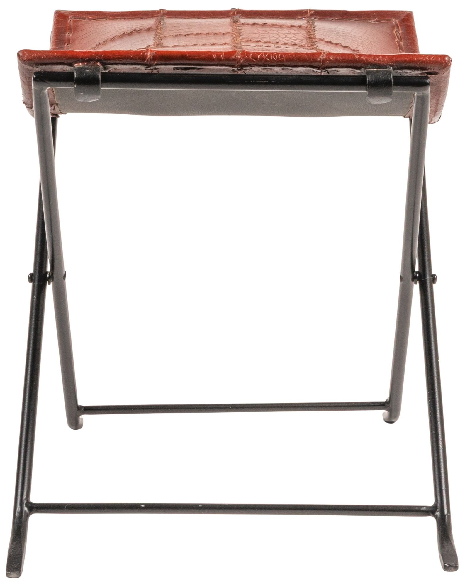 Image 3 Collapsible Leather and Metal Stool, Russet Brown more views