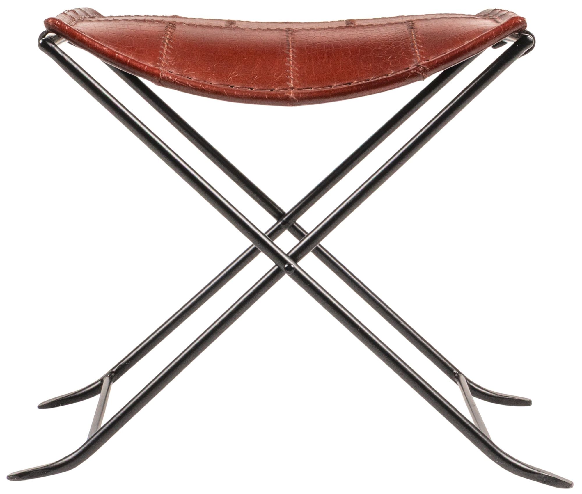 Image 6 Collapsible Leather and Metal Stool, Russet Brown more views