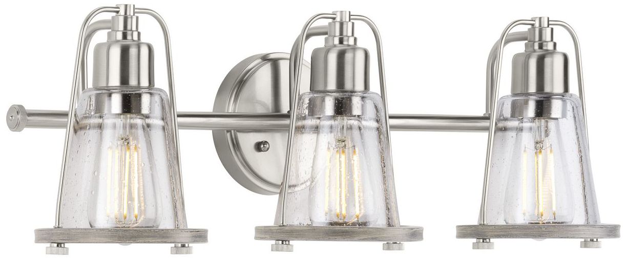 Collection Three-Light Clear Seeded Farmhouse Style Bath Vanity Wall Light