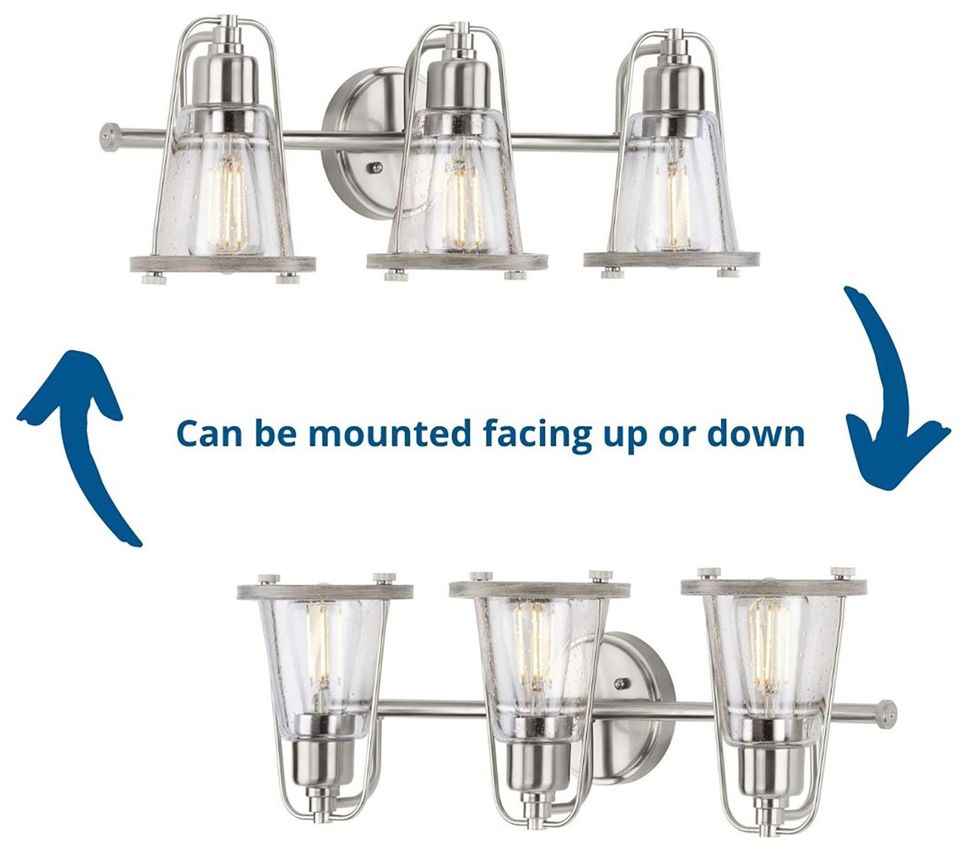 Image 3 Collection Three-Light Clear Seeded Farmhouse Style Bath Vanity Wall Light more views
