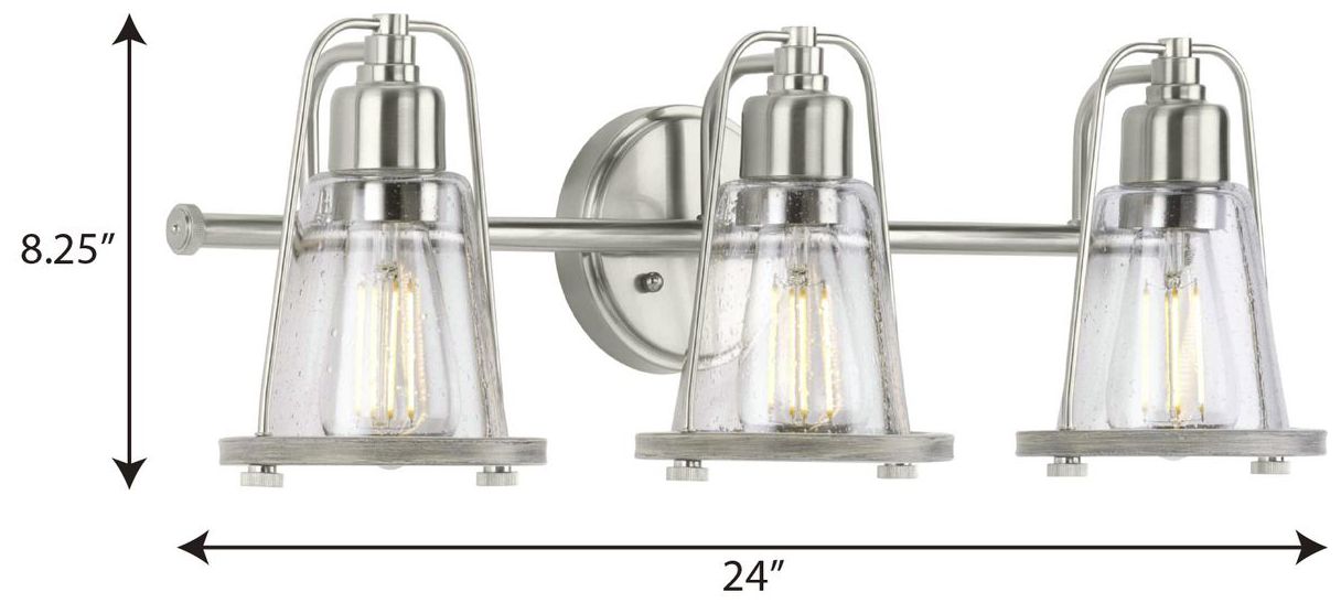 Image 4 Collection Three-Light Clear Seeded Farmhouse Style Bath Vanity Wall Light more views