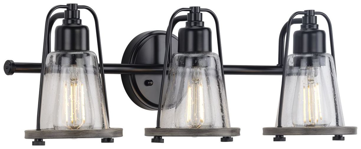 Collection Three-Light Clear Seeded Farmhouse Style Bath Vanity Wall Light
