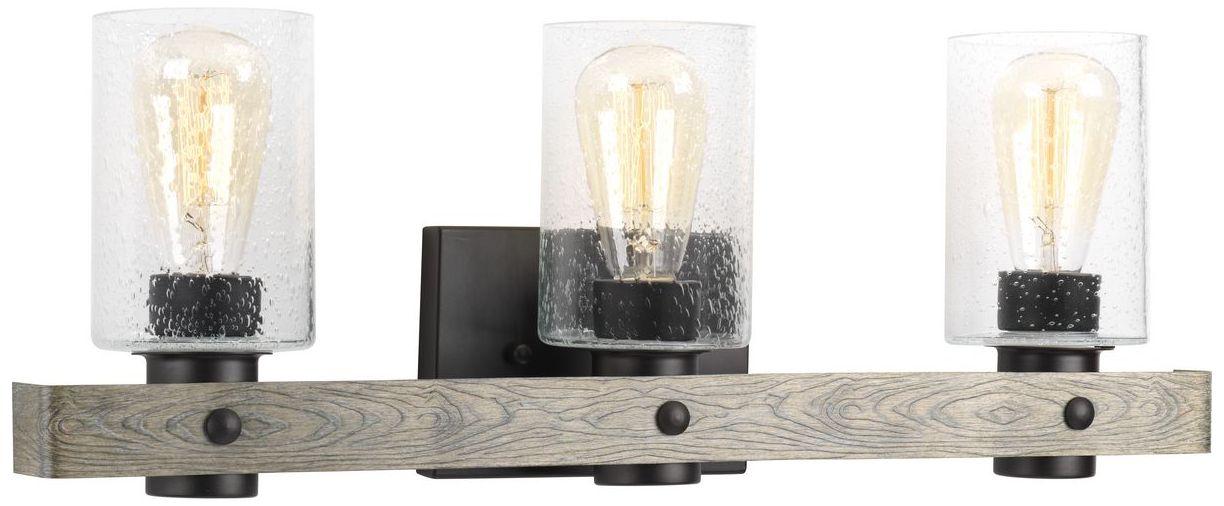 Collection Three-Light Clear Seeded Glass Coastal Bath Vanity Light