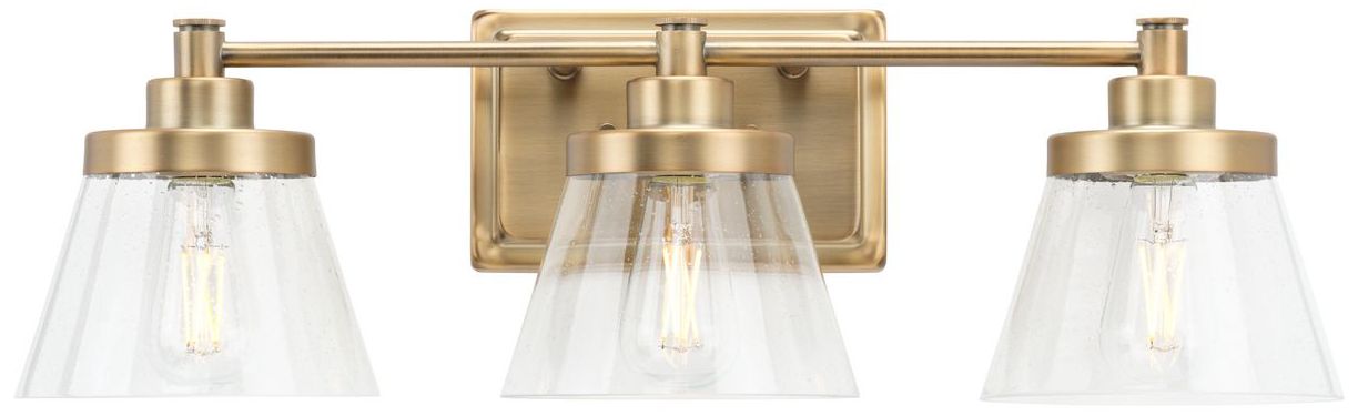 Image 3 Collection Three-Light Clear Seeded Glass Farmhouse Bath Vanity Light more views
