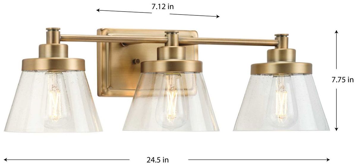Image 4 Collection Three-Light Clear Seeded Glass Farmhouse Bath Vanity Light more views