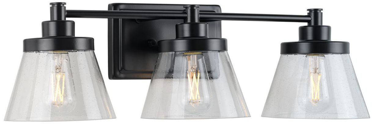 Collection Three-Light Clear Seeded Glass Farmhouse Bath Vanity Light