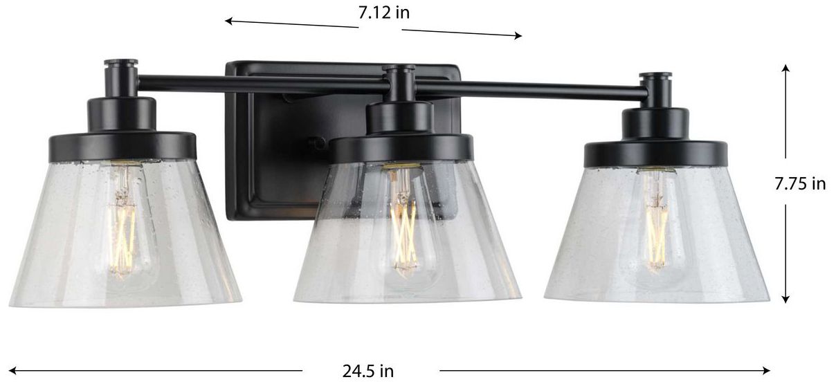 Image 4 Collection Three-Light Clear Seeded Glass Farmhouse Bath Vanity Light more views