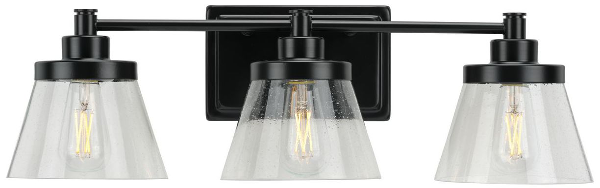Image 5 Collection Three-Light Clear Seeded Glass Farmhouse Bath Vanity Light more views