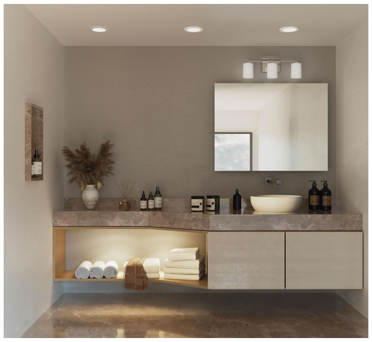 Image 2 Collection Three-Light Etched Glass Modern Farmhouse Bath Vanity Light more views