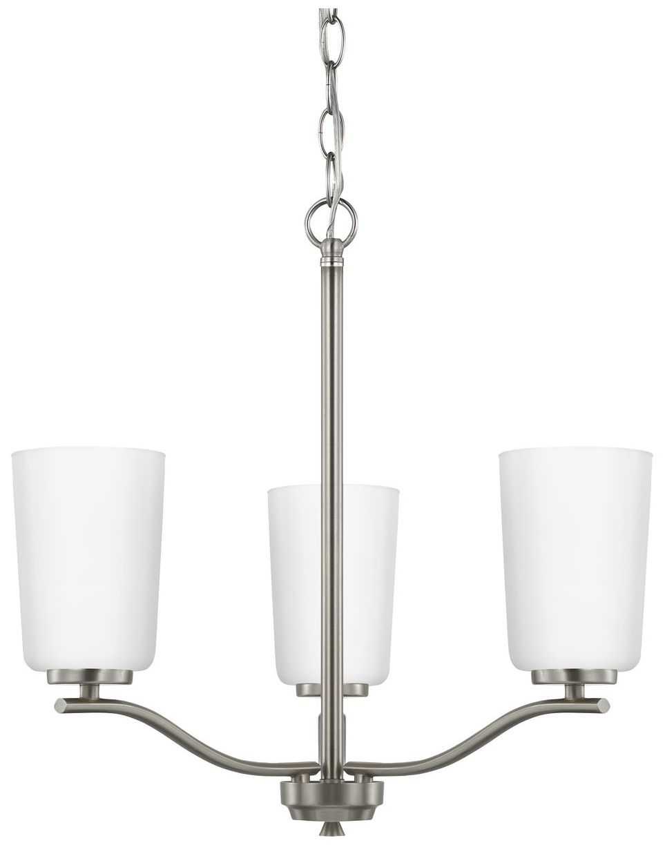 Collection Three-Light Etched White Glass Semi-Flush Convertible Light