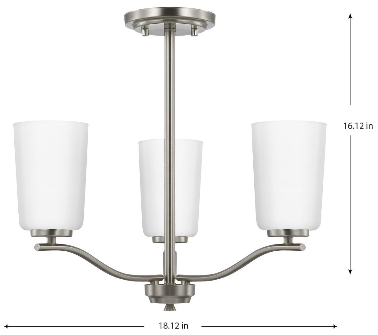 Image 4 Collection Three-Light Etched White Glass Semi-Flush Convertible Light more views