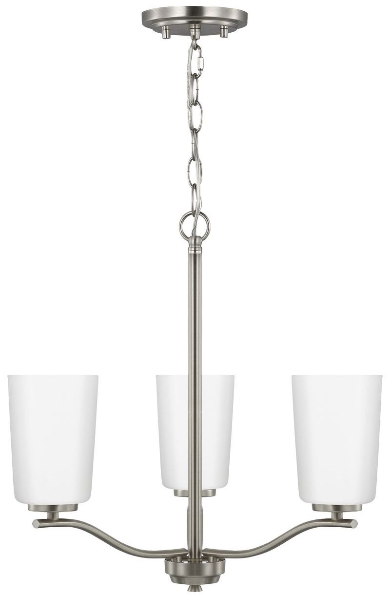 Image 7 Collection Three-Light Etched White Glass Semi-Flush Convertible Light more views