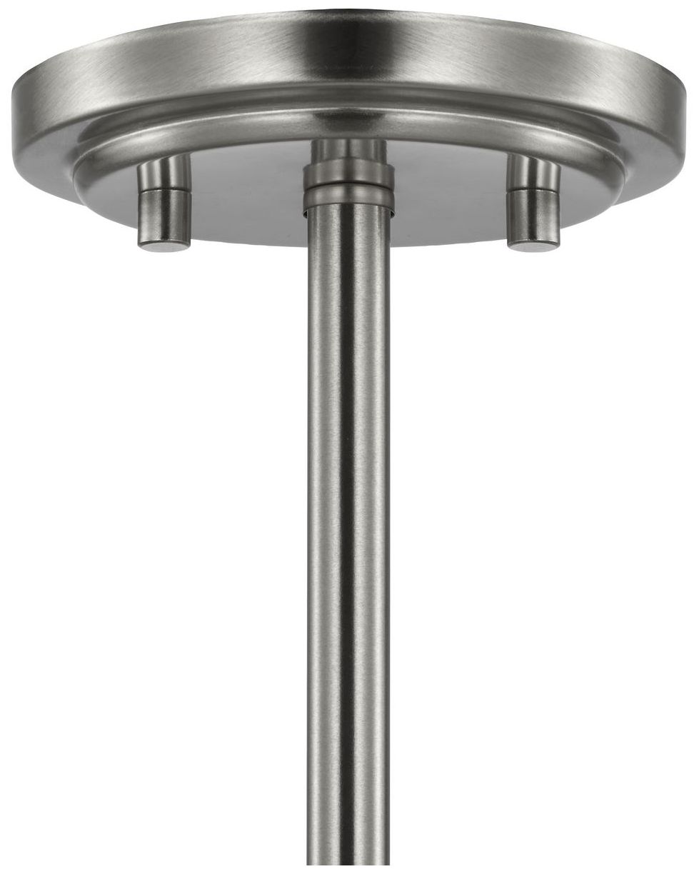 Collection Three-Light Etched White Glass Semi-Flush Convertible Light