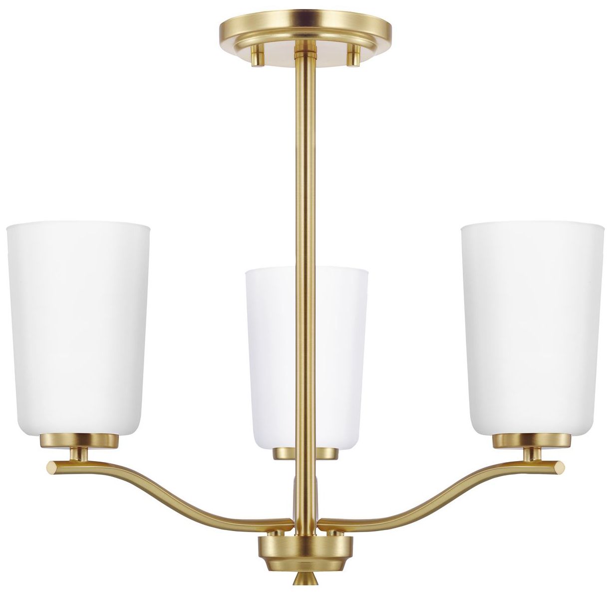 Collection Three-Light Etched White Glass Semi-Flush Convertible Light