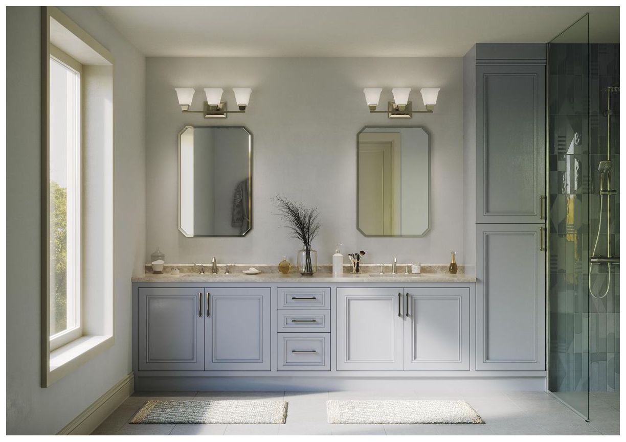 Image 2 Collection Three-Light Modern Farmhouse Etched Glass Bath Vanity Light more views