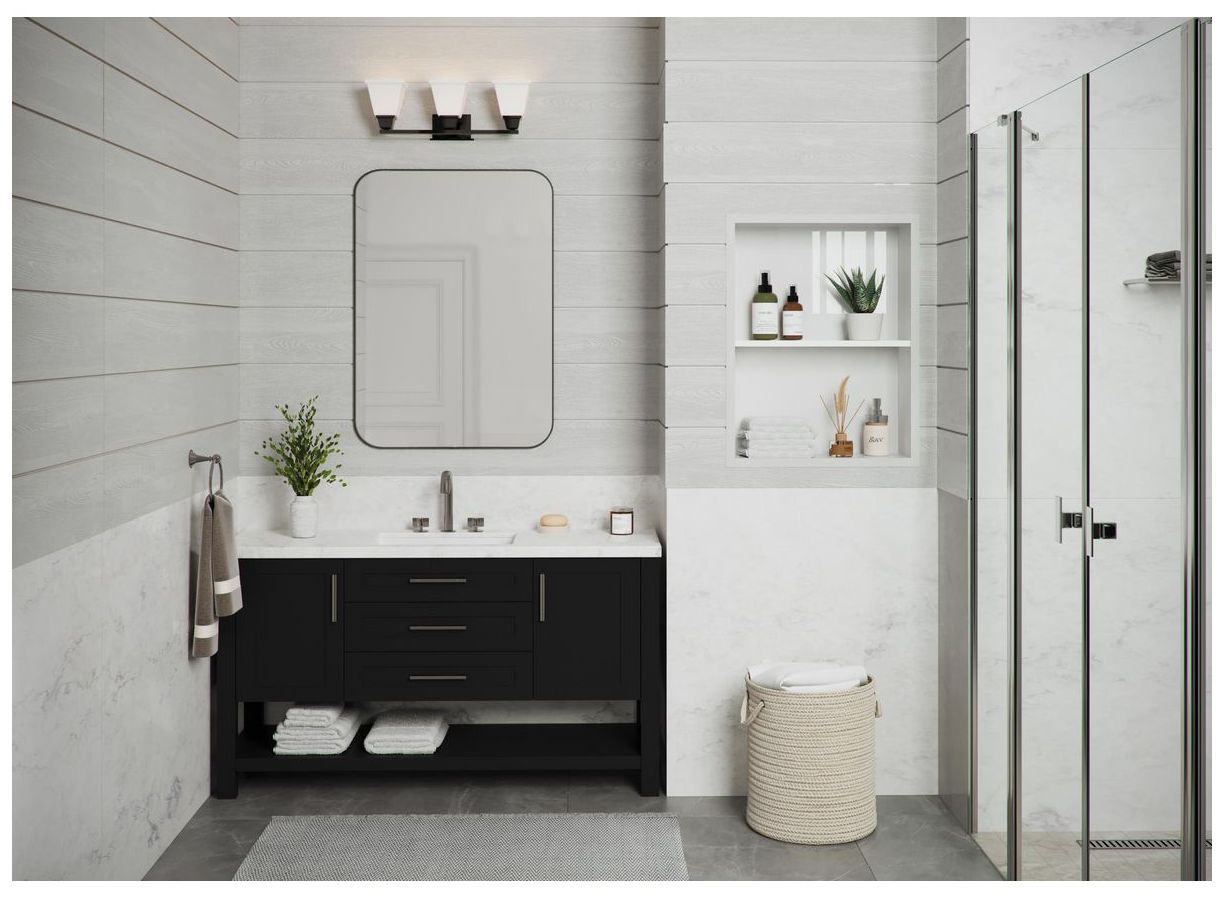 Image 2 Collection Three-Light Modern Farmhouse Etched Glass Bath Vanity Light more views