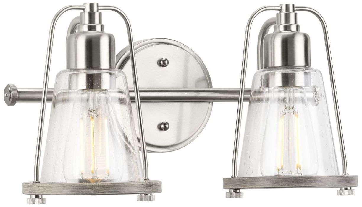 Collection Two-Light Clear Seeded Farmhouse Style Bath Vanity Wall Light