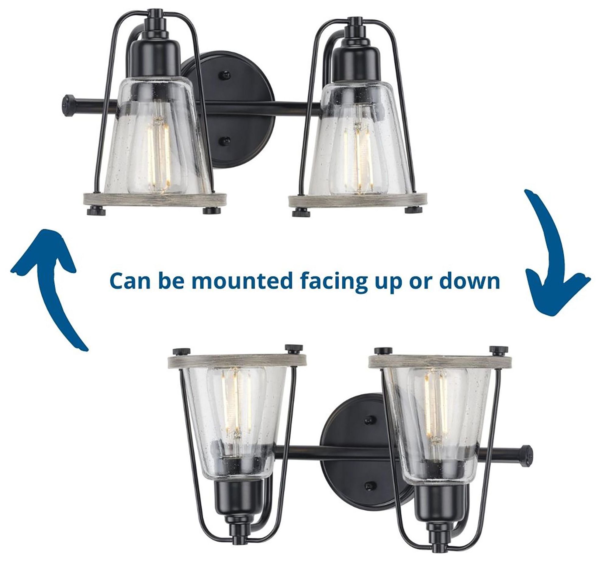 Image 2 Collection Two-Light Clear Seeded Farmhouse Style Bath Vanity Wall Light more views