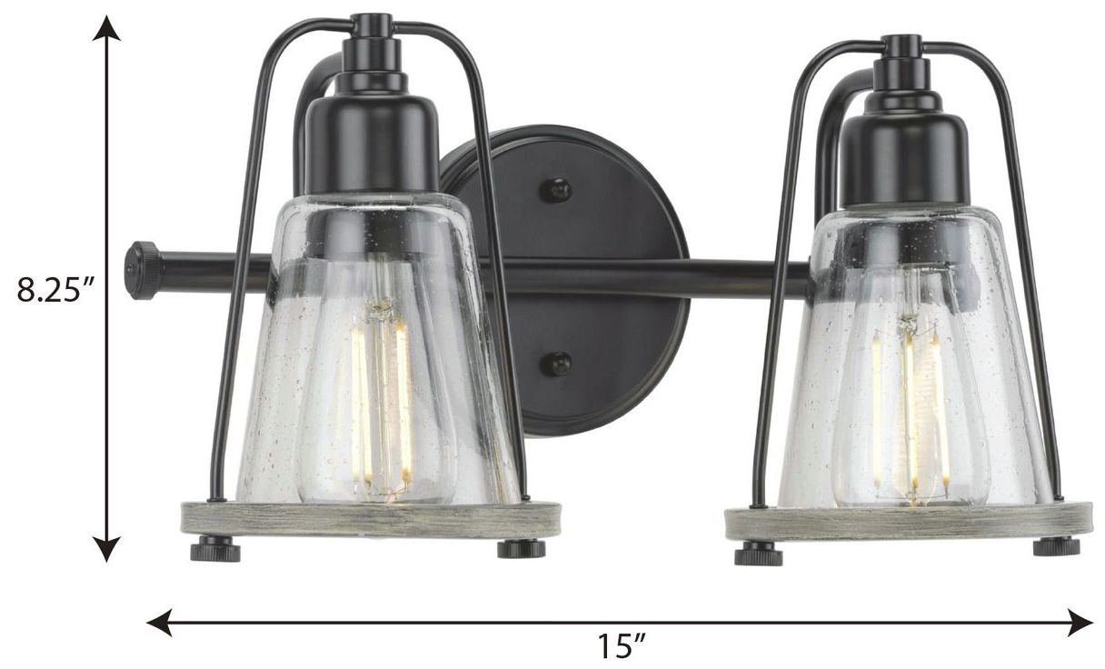 Image 4 Collection Two-Light Clear Seeded Farmhouse Style Bath Vanity Wall Light more views
