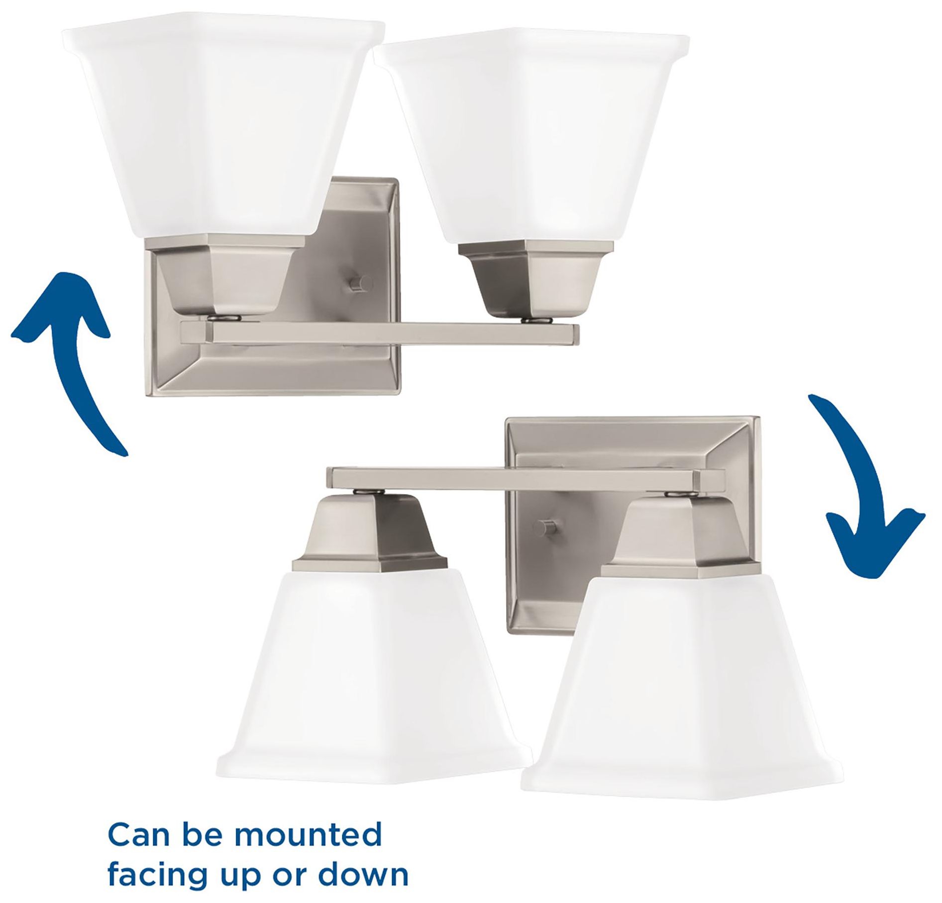 Image 3 Collection Two-Light Modern Farmhouse Etched Glass Bath Vanity Light more views