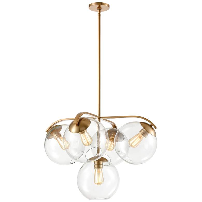Image 1 Collective 28 inch Wide 5-Light Chandelier - Satin Brass
