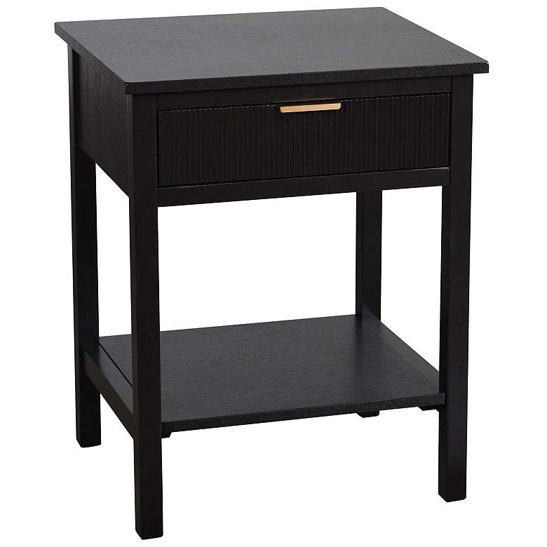 Image 1 Colleen 24" High 1 Ribbed Drawer Black Accent Table