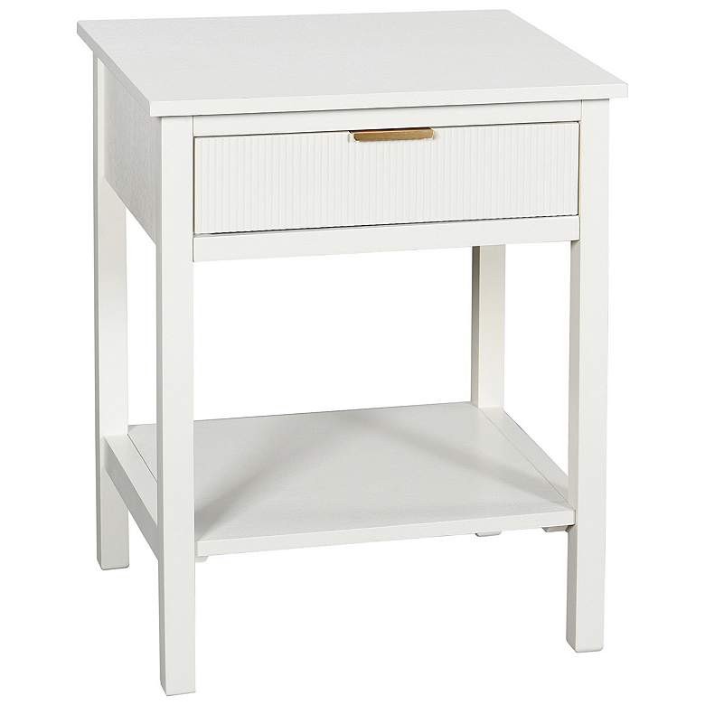 Image 1 Colleen 24" High 1 Ribbed Drawer White Accent Table