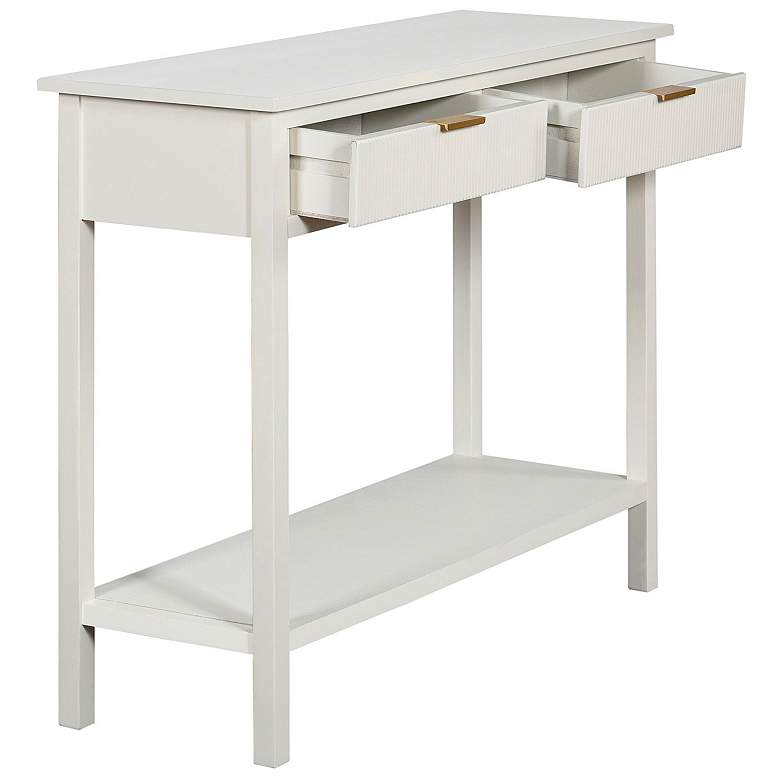 Image 4 Colleen 35.5" Wide 2 Ribbed Drawer White Console Table more views