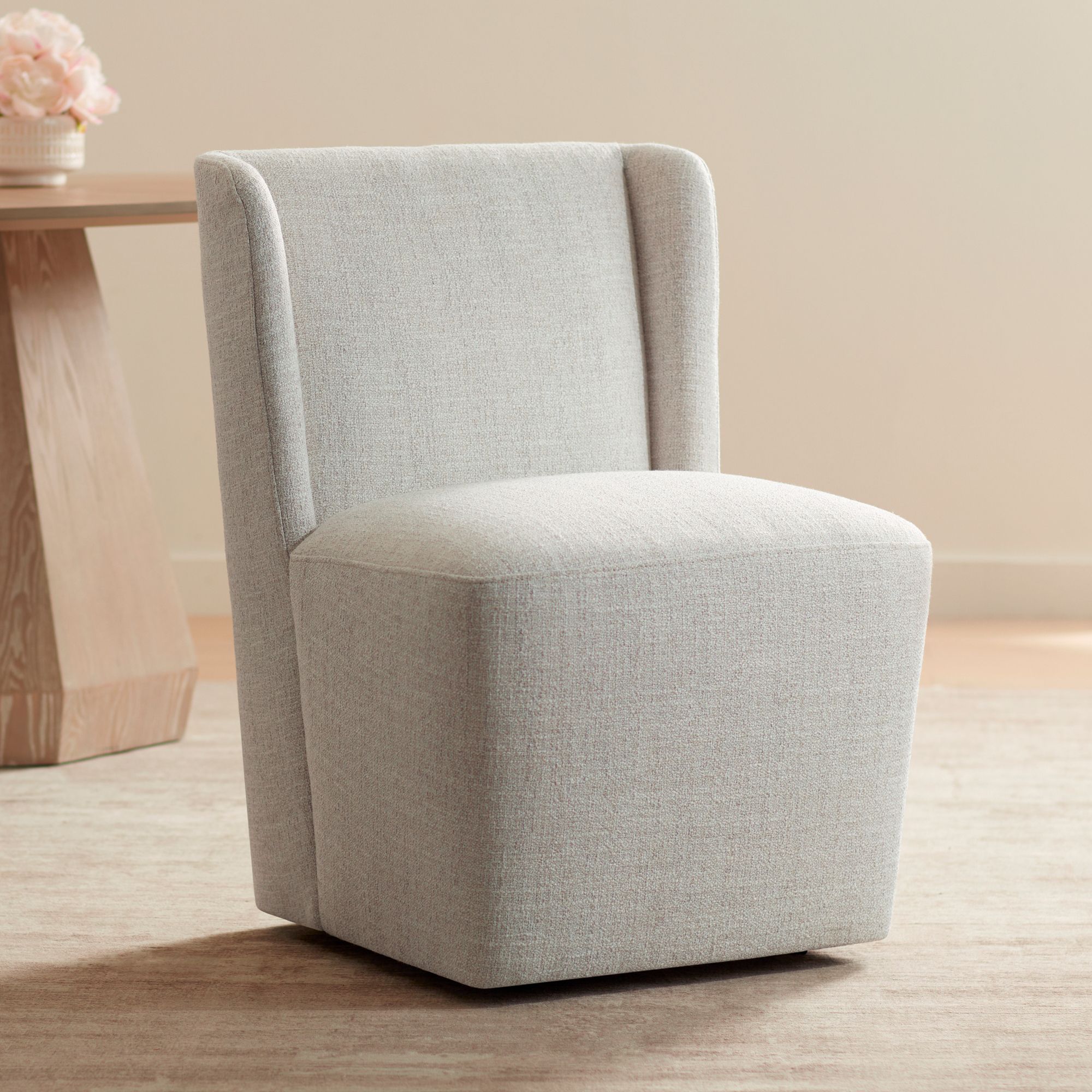 Collette Nathan Wheat Upholstered Dining Chair with Hidden Casters Set of 2