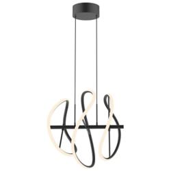 Collide 16" Wide Black LED Curved Pendant Light