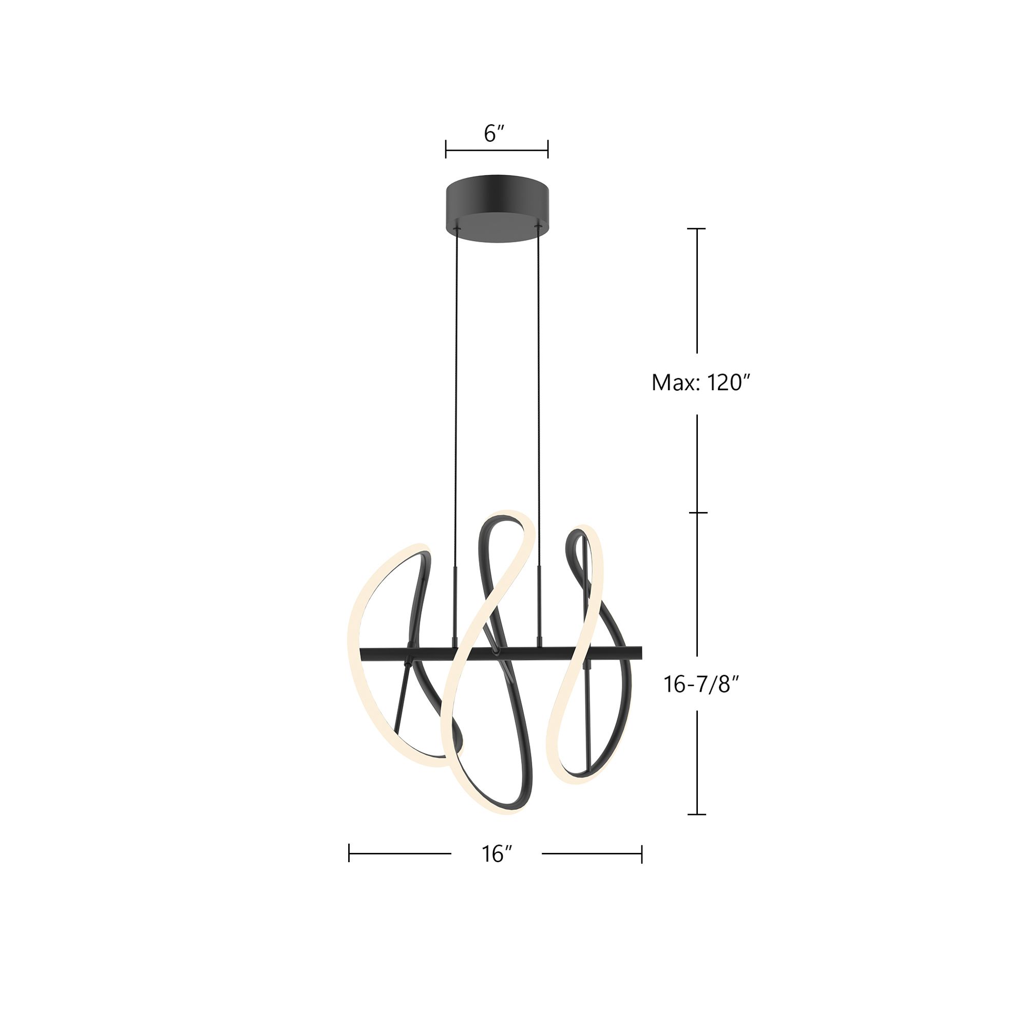 Image 5 Collide 16" Wide Black LED Curved Pendant Light more views