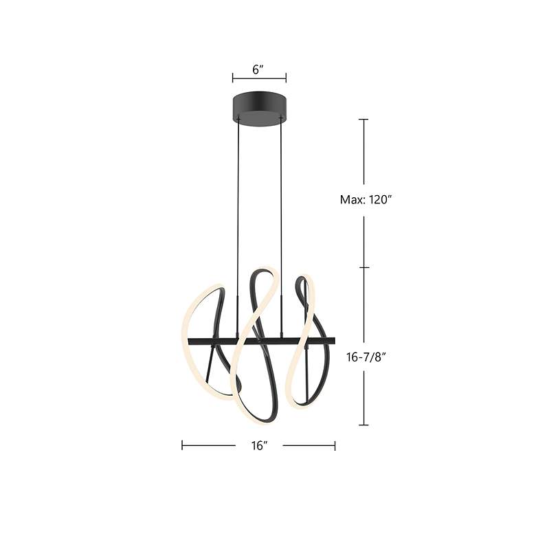 Image 5 Collide 16" Wide Black LED Curved Pendant Light more views