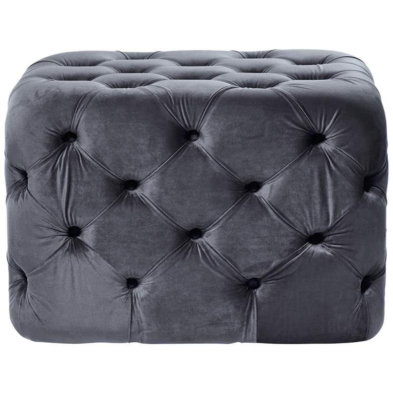 Image 1 Collie 27 3/4" Wide Charcoal Gray Velvet Ottoman Bench