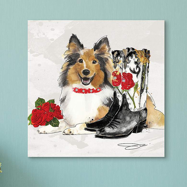 Image 1 Collie Unframed 23 1/4" Square Glass Graphic Wall Art