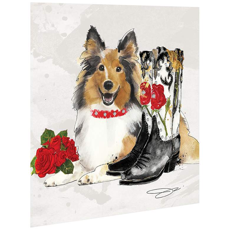 Image 4 Collie Unframed 23 1/4" Square Glass Graphic Wall Art more views